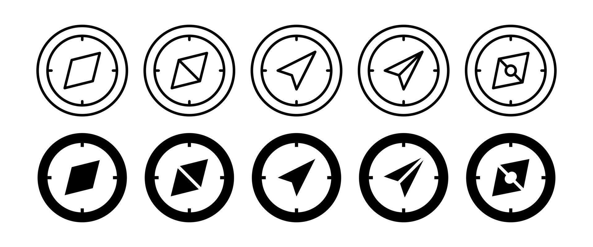 navigation arrow icon set. compass direction symbol. modern design isolated on white background vector