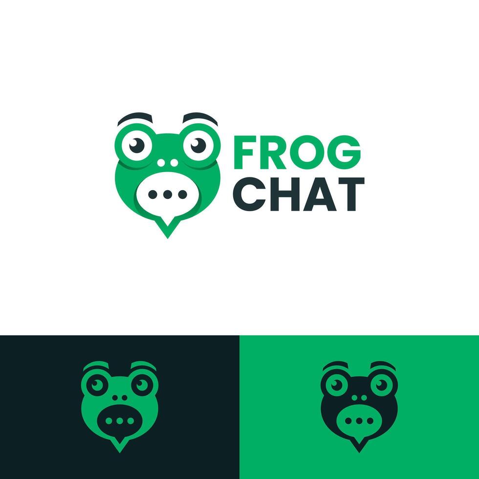 frog chat logo design vector