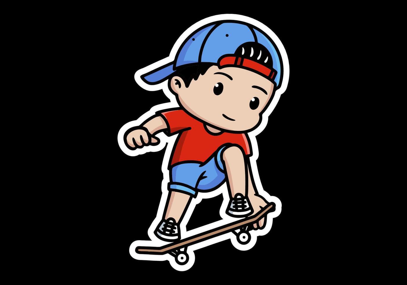 Mascot character illustration of a boy jumping on the skateboard vector