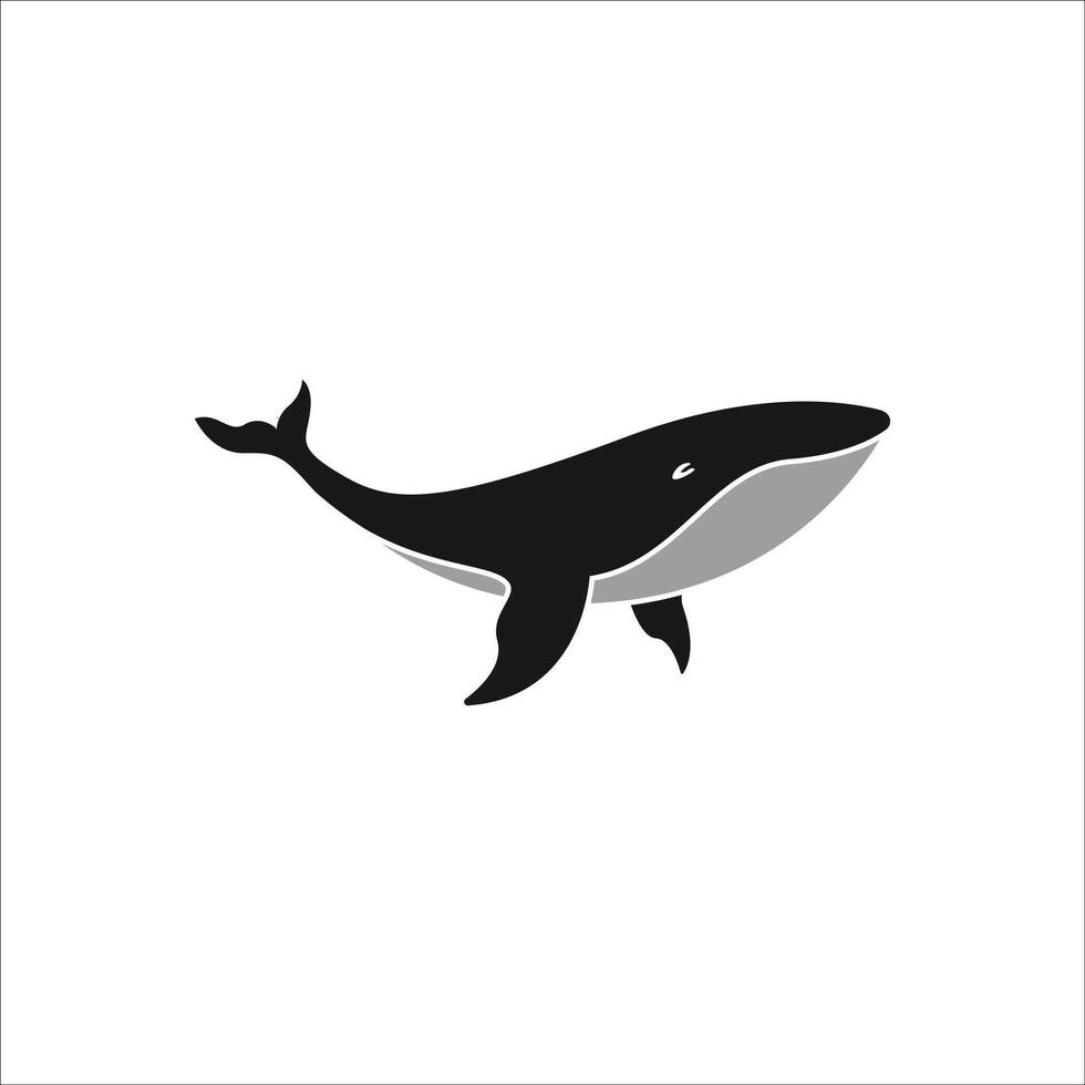Whale icon silhouette simple design, sea mamals animal sign and symbol vector