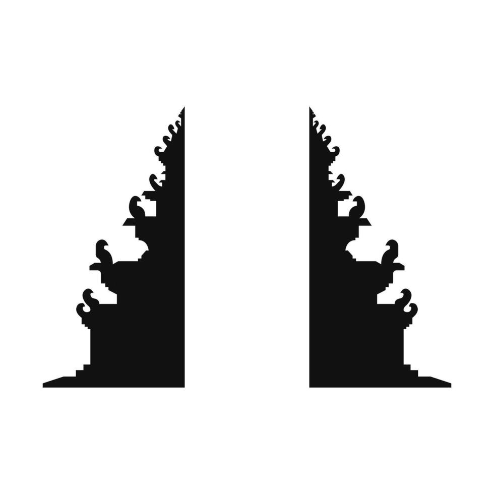 Sacred traditional of Balinese gate silhouette, white background vector