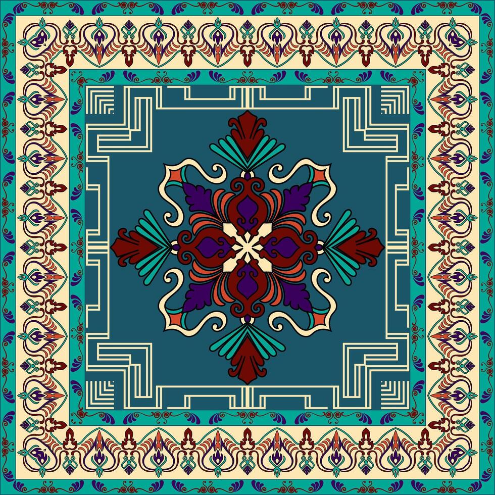 persian floral oriental traditional carpet floor mat carpet pattern background easy color change vector