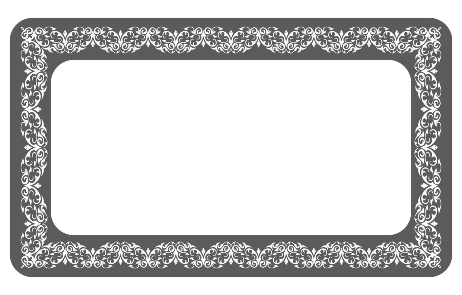 Abstract pattern frame, white and black, on white background for cards, message boxes. vector