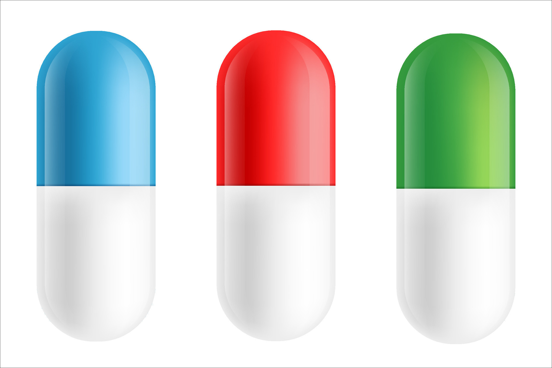 Colorful medicine capsules. Blue, red, green pills 48118495 Vector Art