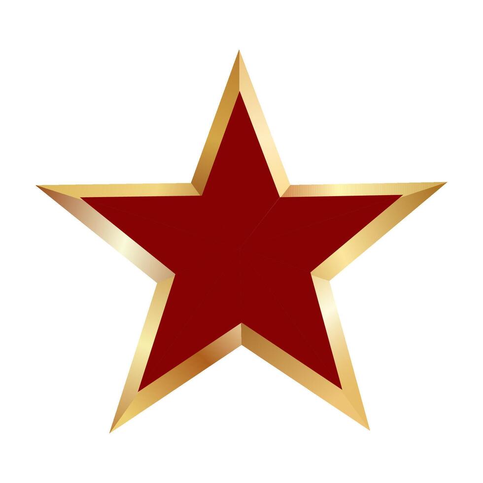 Red and gold star icon. Elegant 3D design Illustration vector