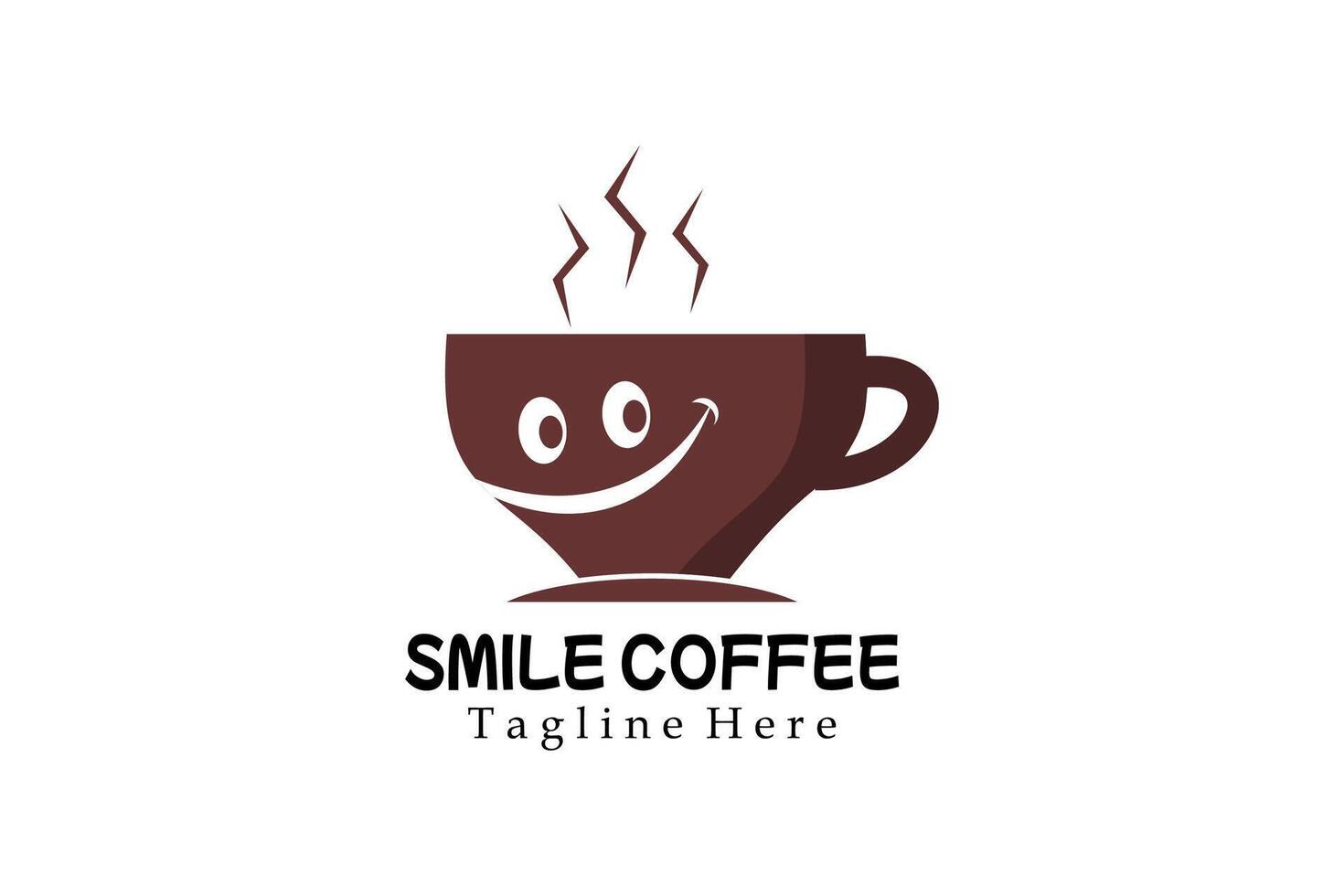 Modern Flat Unique coffee logo vintage with smile emoticon logo template happiness expression vector