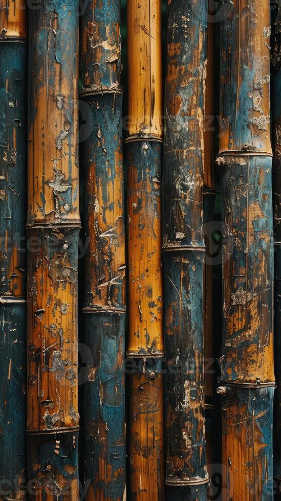Close-up of bamboo poles can be used to represent bamboo material photo