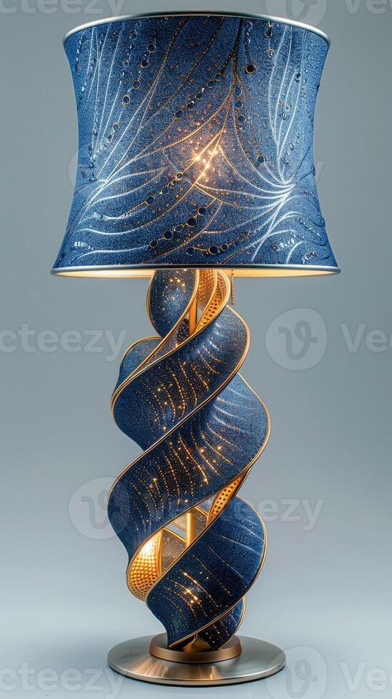 Elegant blue and gold modern lamp with unique design photo
