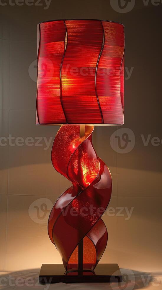 Elegant red and gold modern lamp with unique design photo
