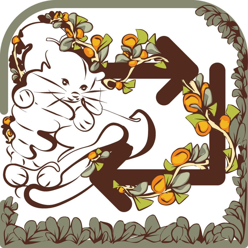 Media Repeat and Replay Icon with Kitten for Cat Lovers vector