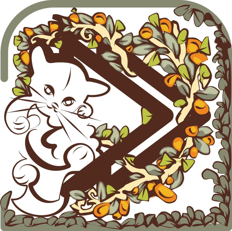 Media Forward, Next, Skip Icon with Kitten for Cat Lovers vector