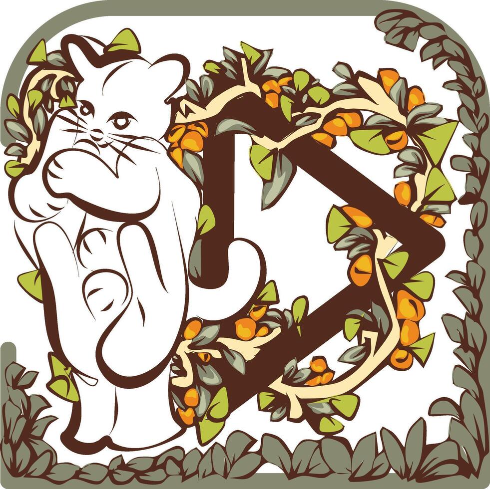Play, Media Play, Play Arrow Icon with Kitten for Cat Lovers vector