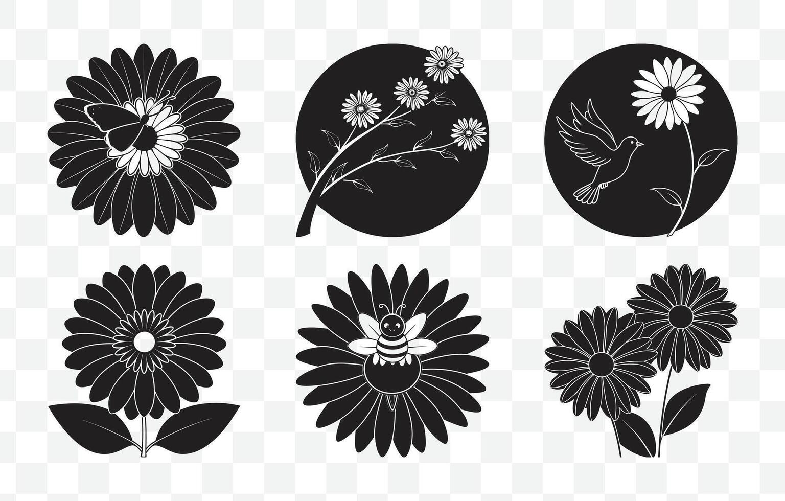 Elegant and Intricate Daisy Line Art Set for Creative Design Projects and Artistic Expressions vector