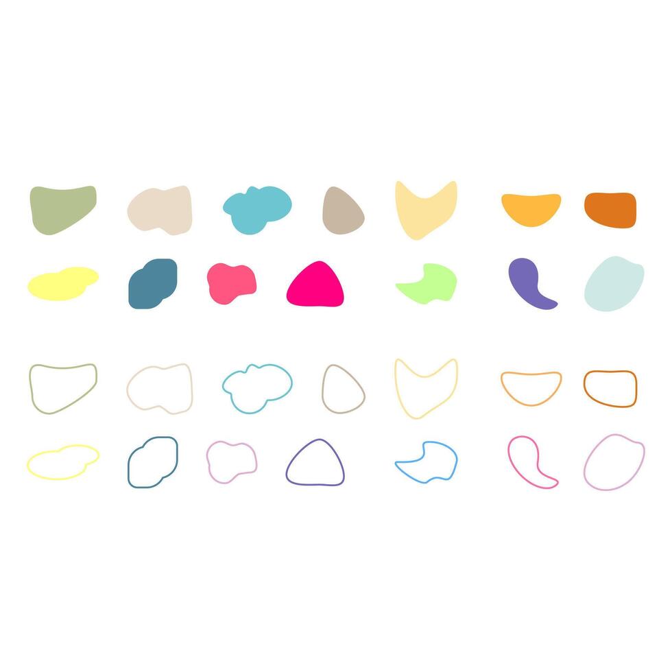 Blob shape organic, illustration set. colorful round forms vector