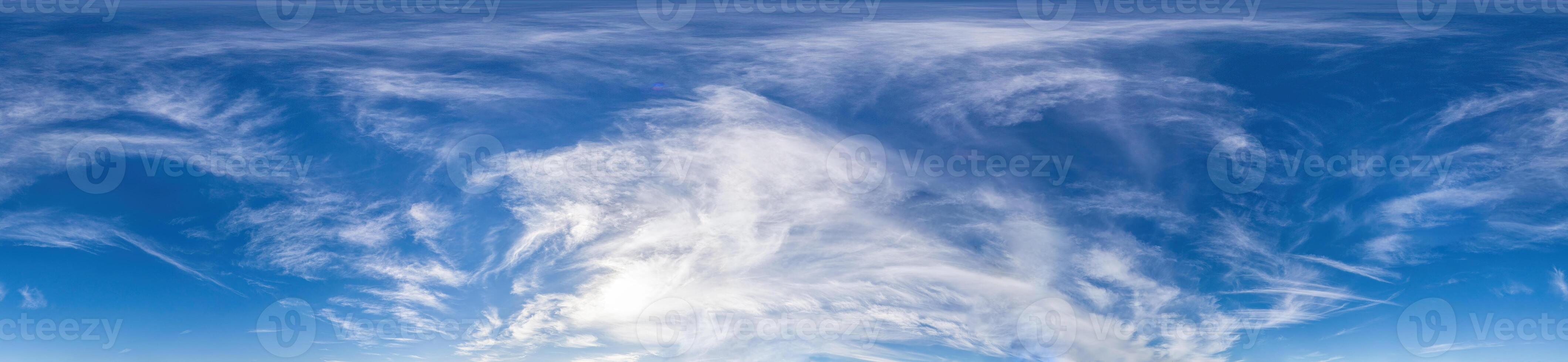 sky part of panorama with clouds, without ground, for easy use in 3D graphics and panorama for composites in aerial and ground spherical panoramas as a sky dome. photo