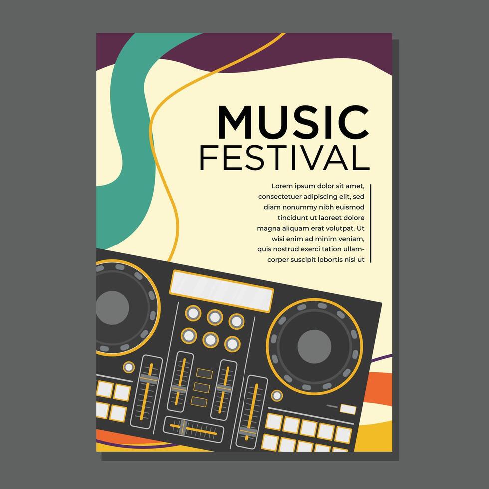 illustration colorful summer Electronic dance music EDM music festival banner poster template vector