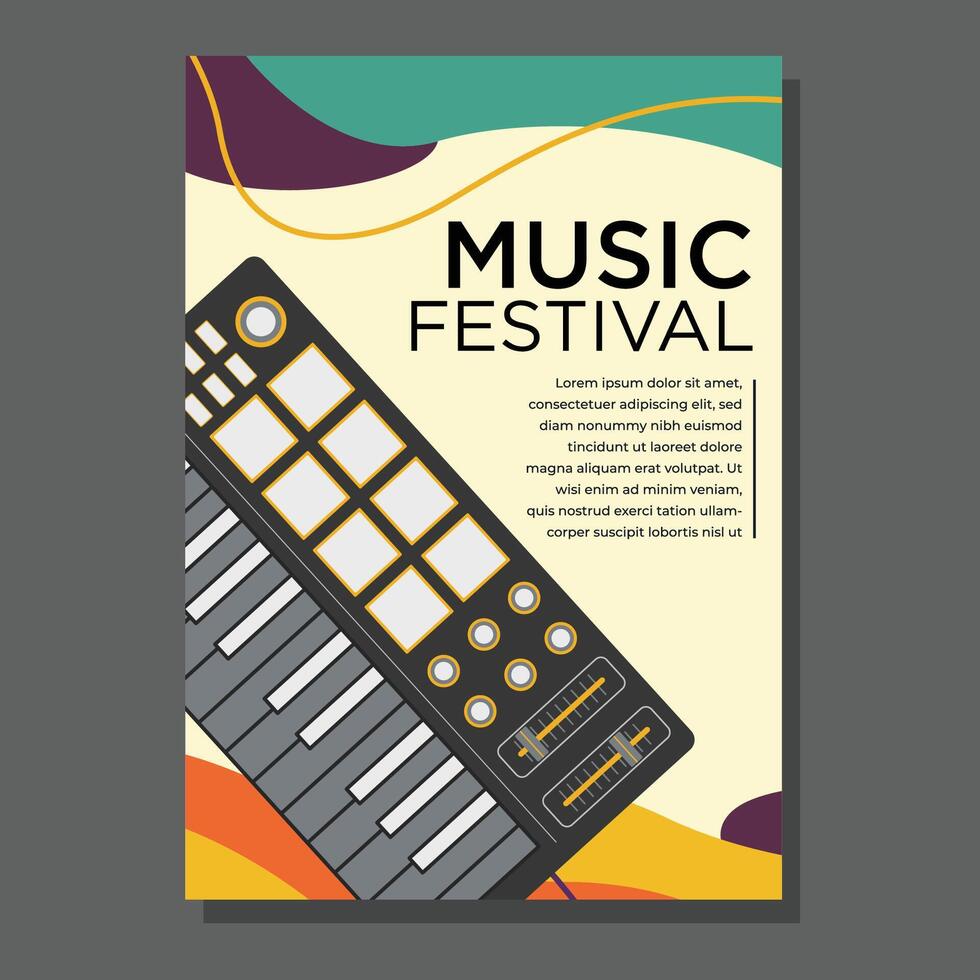 illustration colorful summer Electronic dance music EDM music festival banner poster template vector