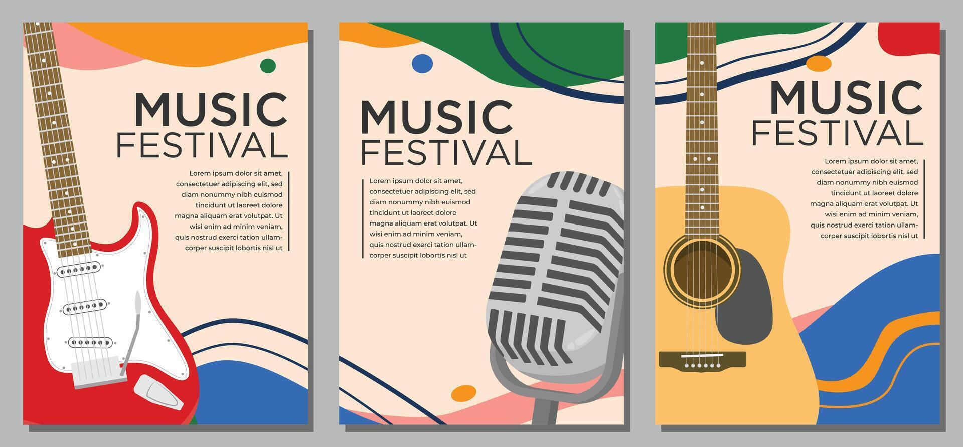 illustration colorful summer Electronic dance music EDM music festival banner poster template vector