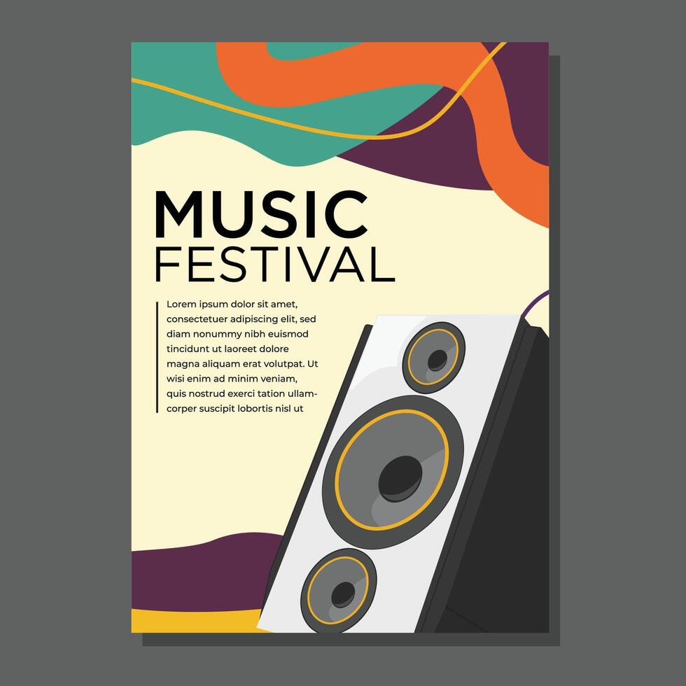 illustration colorful summer Electronic dance music EDM music festival banner poster template vector