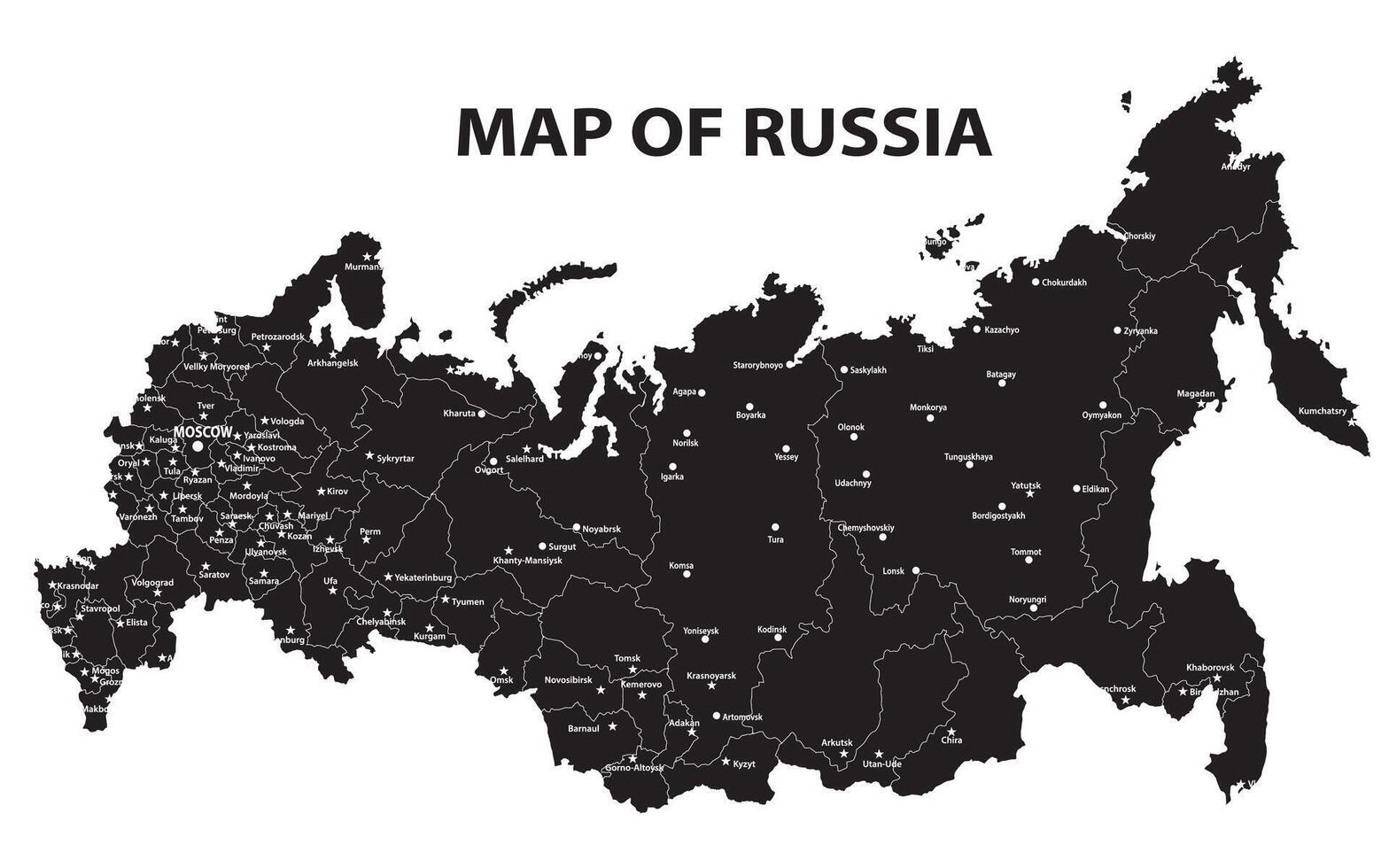 Geography politics map of countries. Map of Russia and France with country capital, state capital and major city. vector