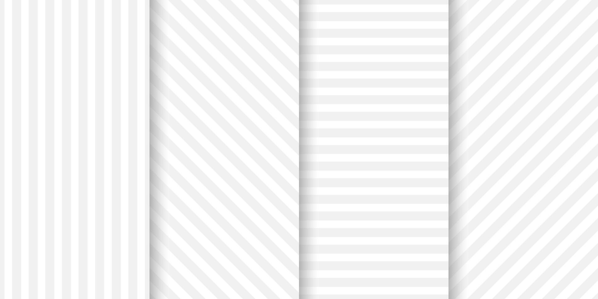 Subtle white stripes seamless pattern set vector