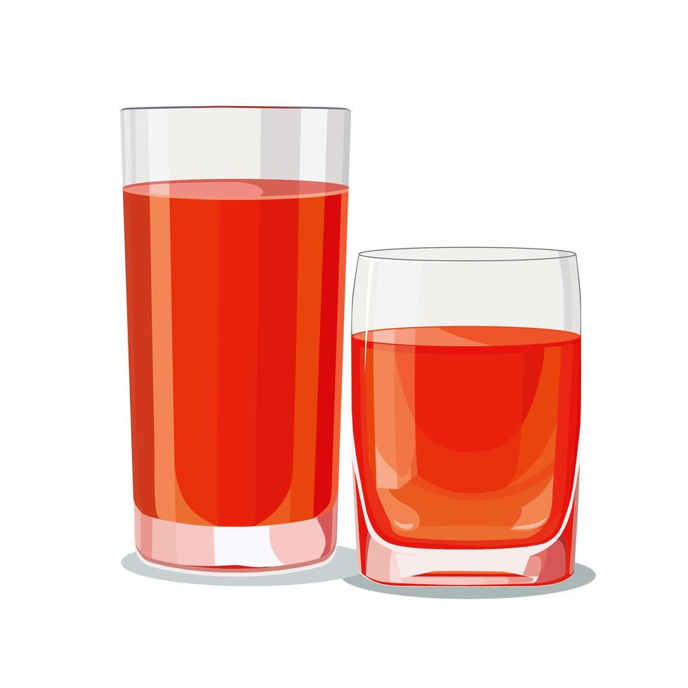 Full glasses of orange juice isolated on white background. illustration in flat style with drink. Clipart for card, banner, flyer, poster design vector