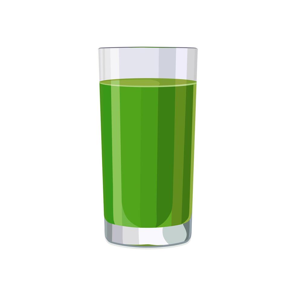 Full glass of green juice isolated on white background. illustration in flat style with drink. Clipart for card, banner, flyer, poster design vector