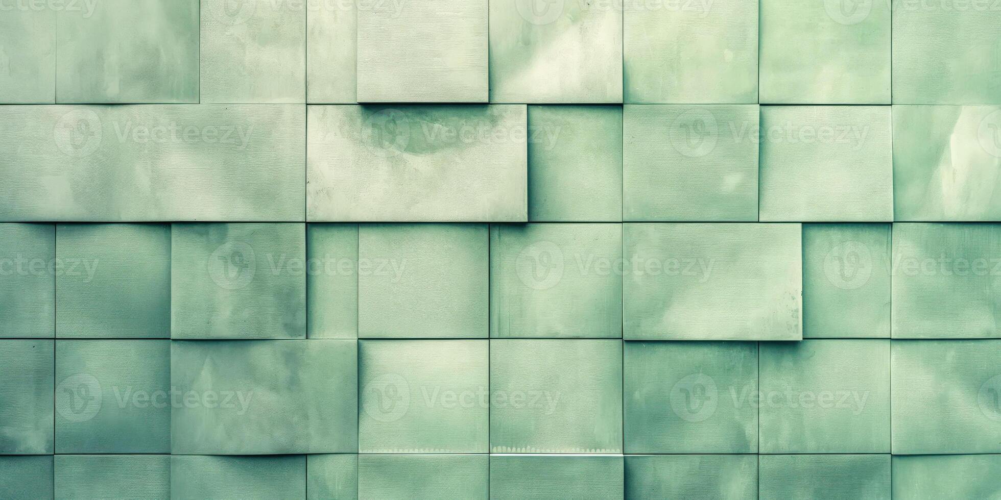 Green abstract pattern, rectangular shapes tiled texture, color variations on wall surface, modern design, interior concept photo