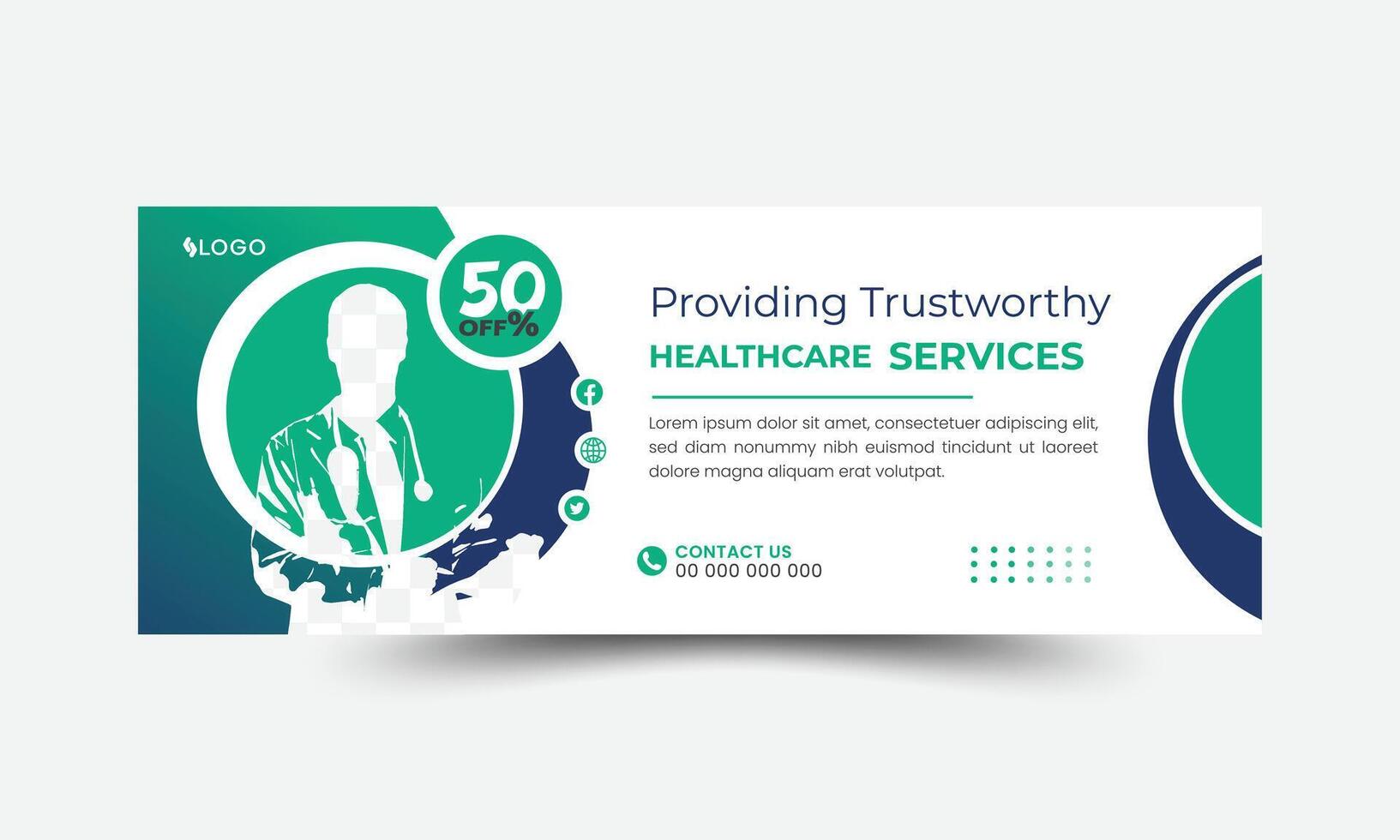 Medical doctor healthcare social media facebook cover and web banner design template vector
