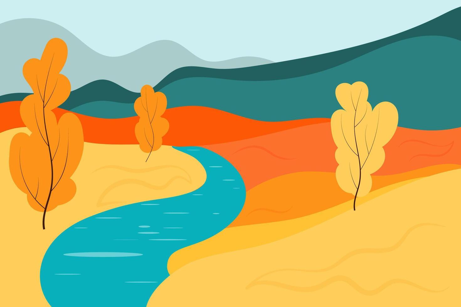 vivid autumn landscape vector