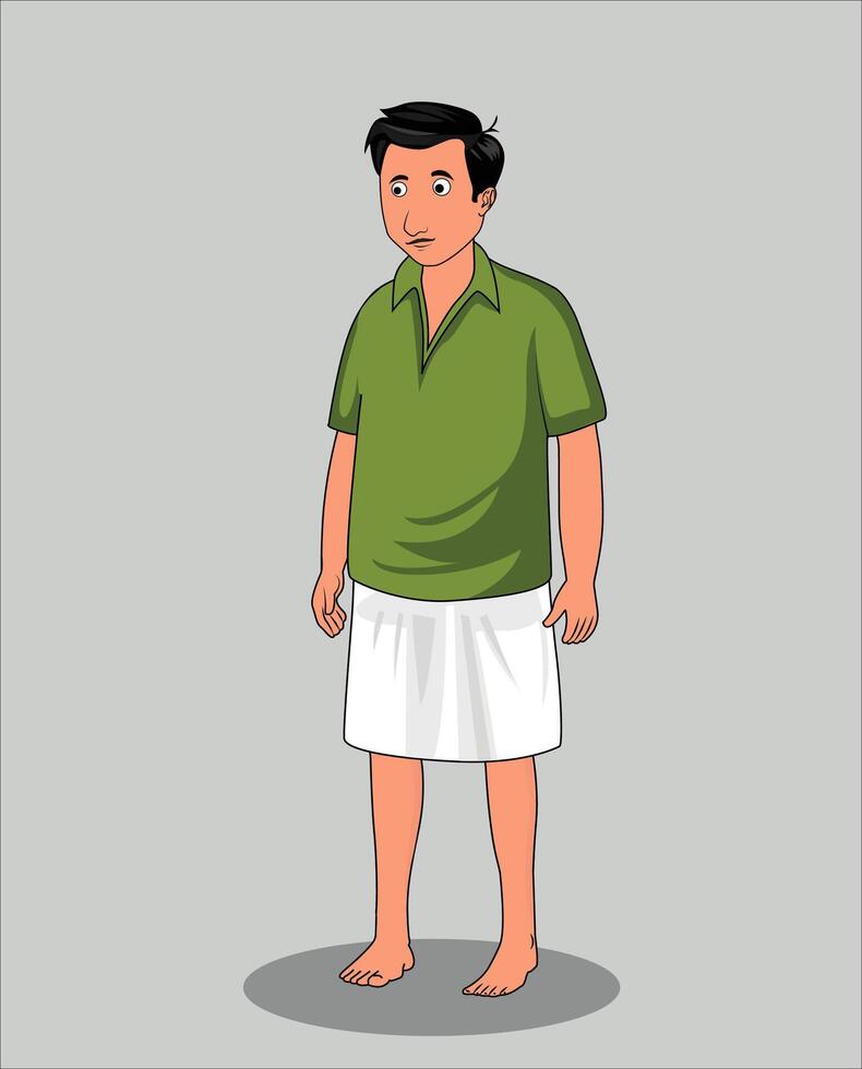 Indian village men cartoon character design vector
