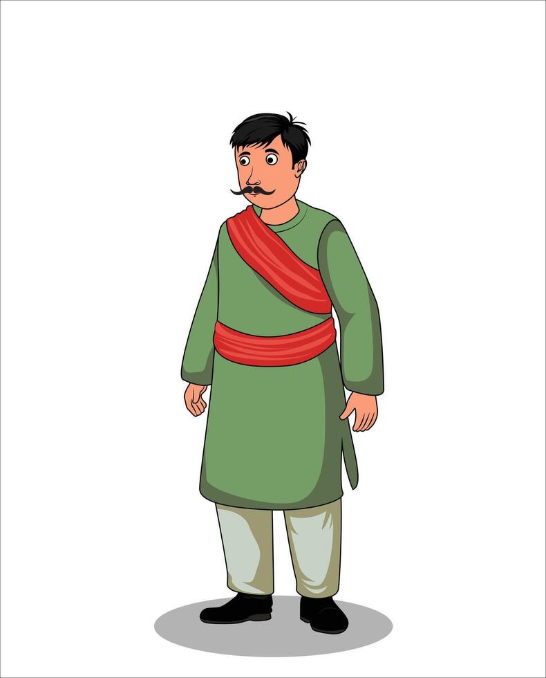 Indian village men cartoon character design vector