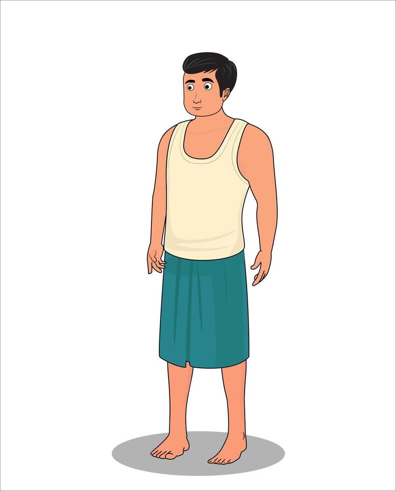 Indian village men cartoon character design vector