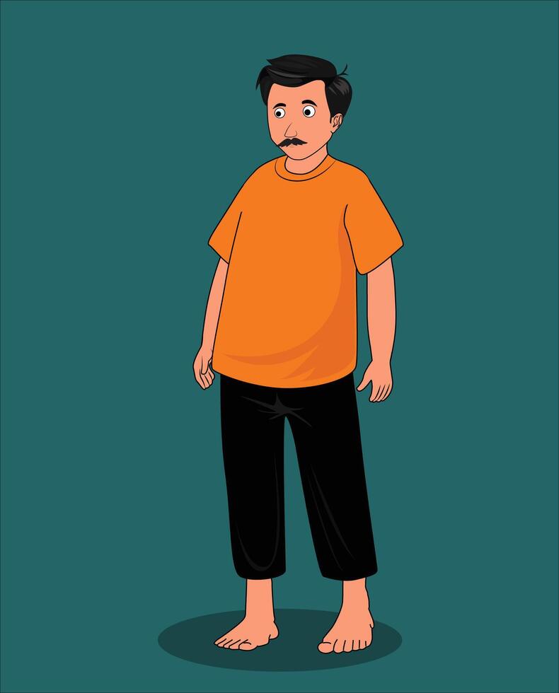 Indian village men cartoon character design vector