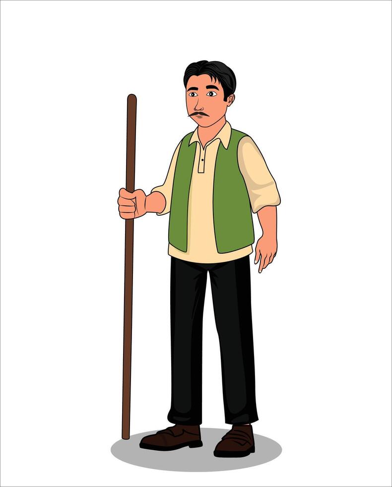 Indian village men cartoon character design vector