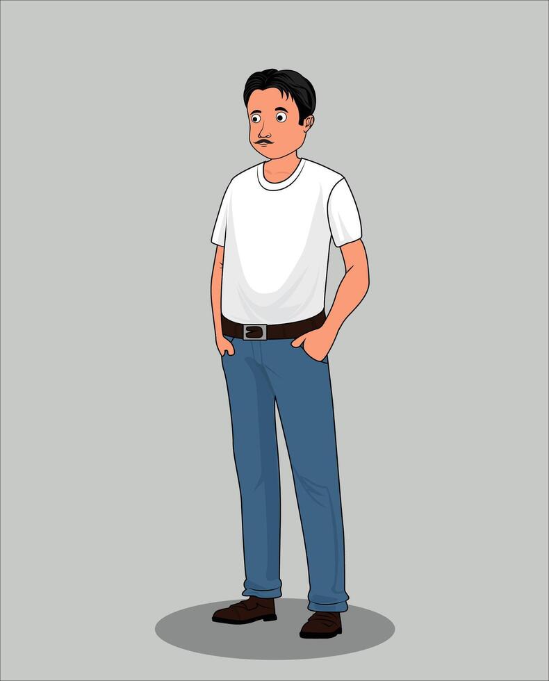 Indian village men cartoon character design vector