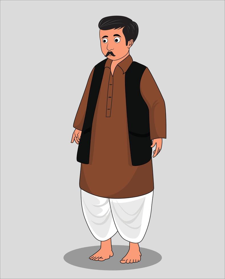 Indian village men cartoon character design vector