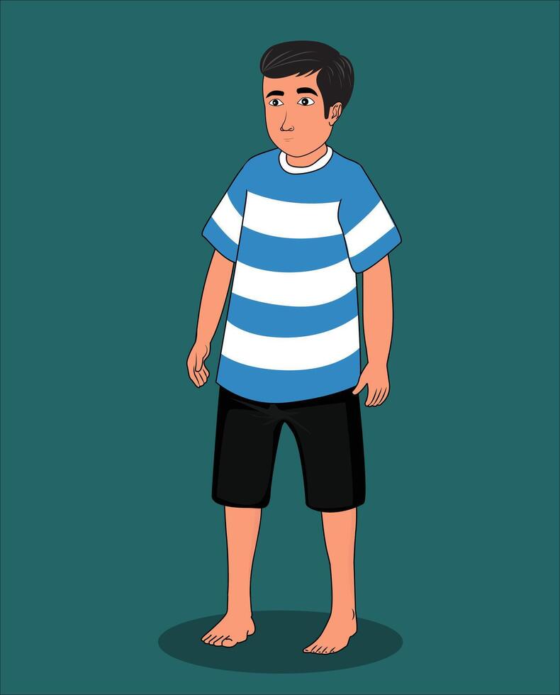 Indian village young boy cartoon character design vector