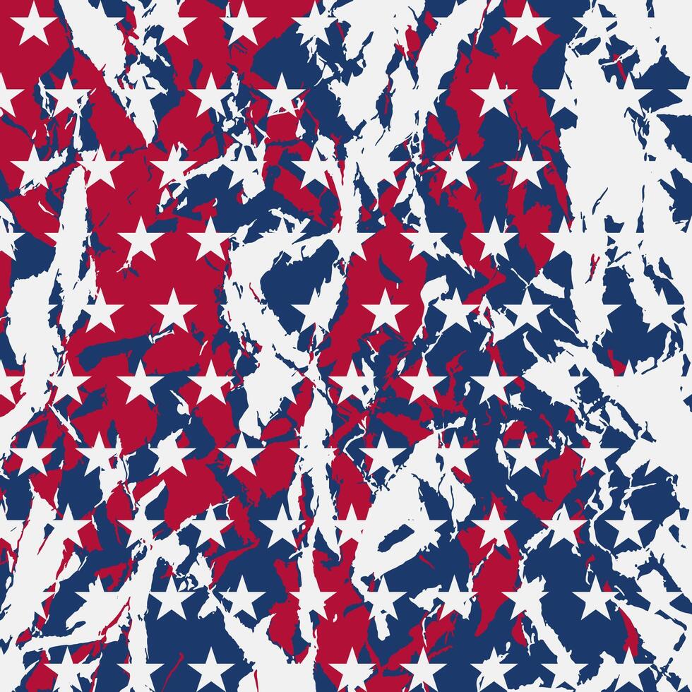 Abstract camo background in national USA colors - white, red and navy blue. Camouflage pattern with stars - patriotic camouflage, wallpaper, backdrop or print to 4th of July etc. vector