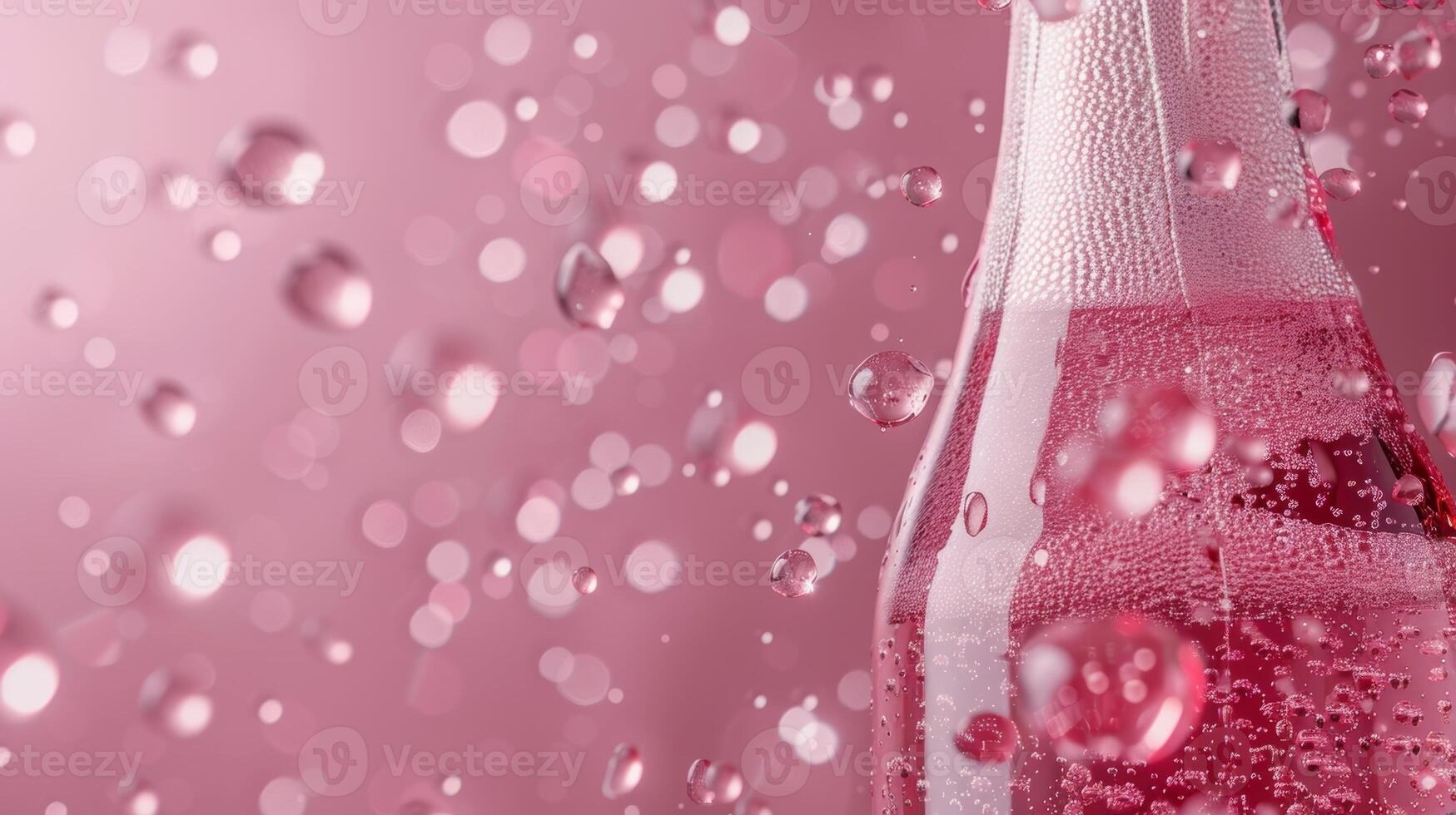 A playful pink wall with a bubbly 3D texture resembling a spilled bottle of champagne photo