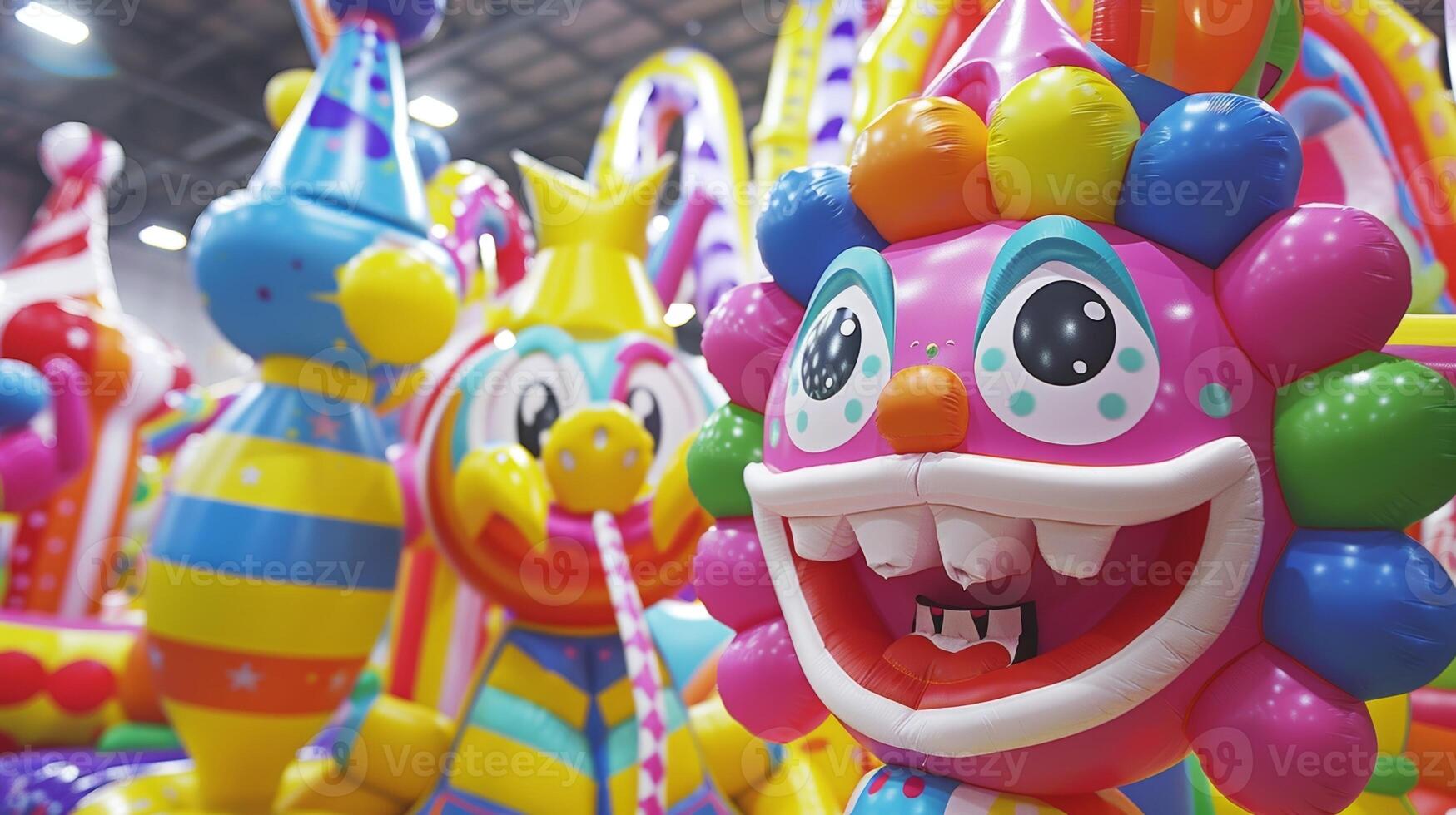 A carnivallike atmosphere with a variety of carnivalthemed 3D inflatable sculptures enticing visitors to interact and play photo