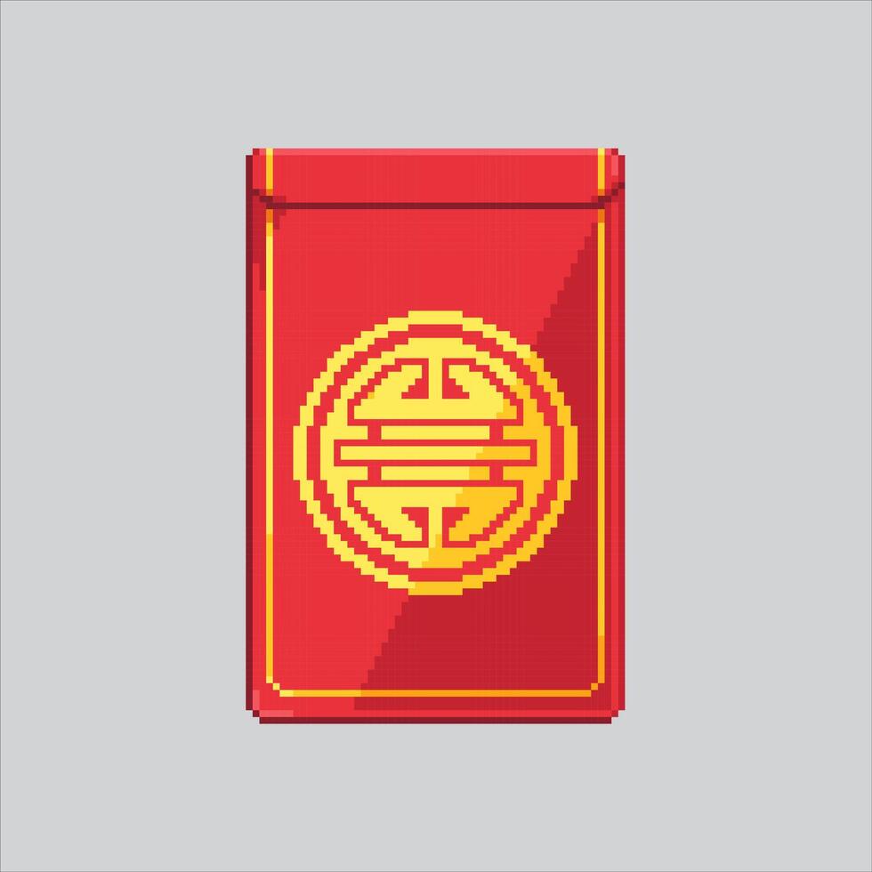Pixel art illustration Red Envelope. Pixelated Angpao. Chinese Red Envelope Angpao Angbao icon pixelated for the pixel art game and icon for website and game. old school retro. vector