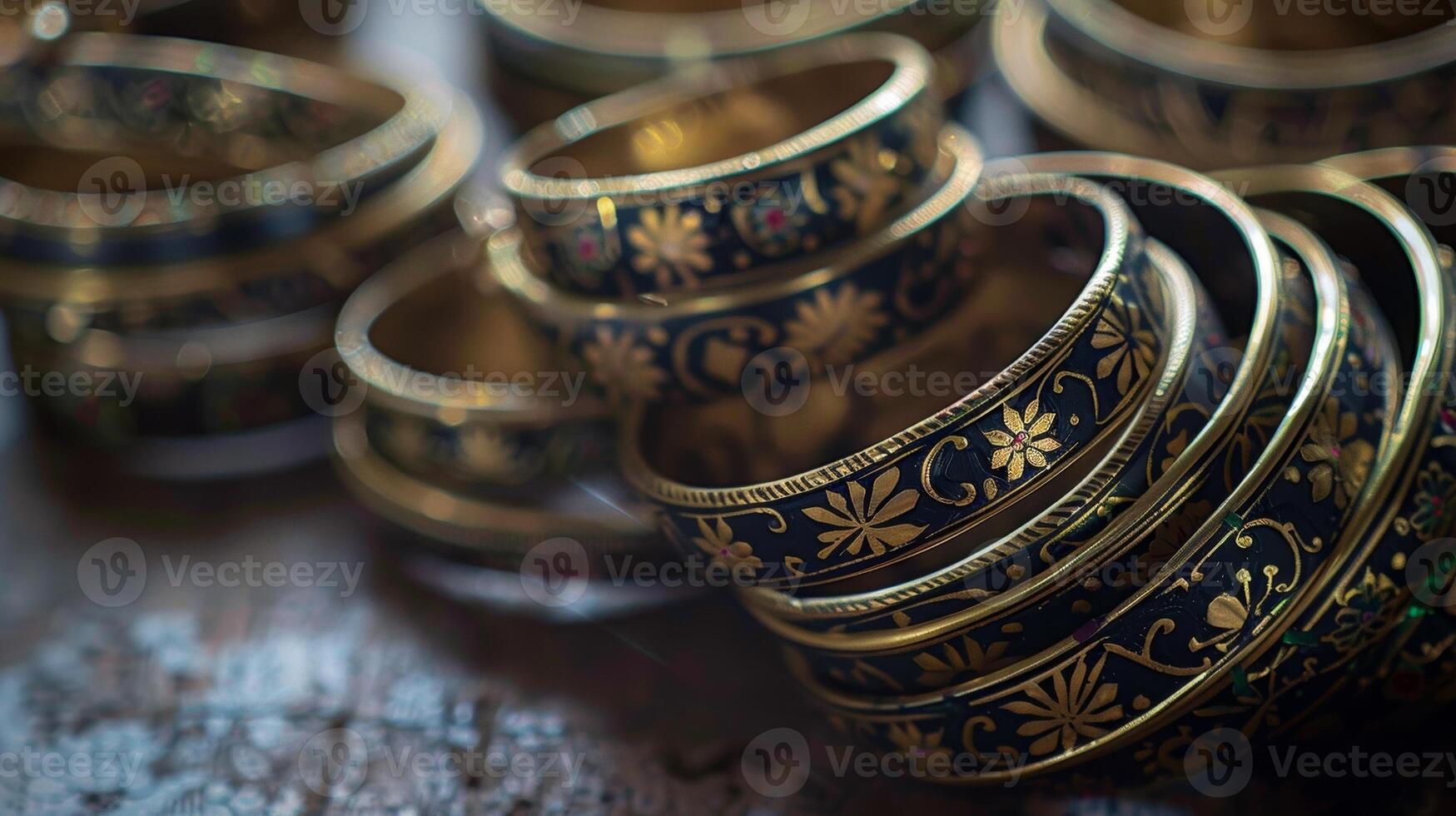A set of handcrafted bangles each with a unique design and story behind it passed down from grandmother to granddaughter photo