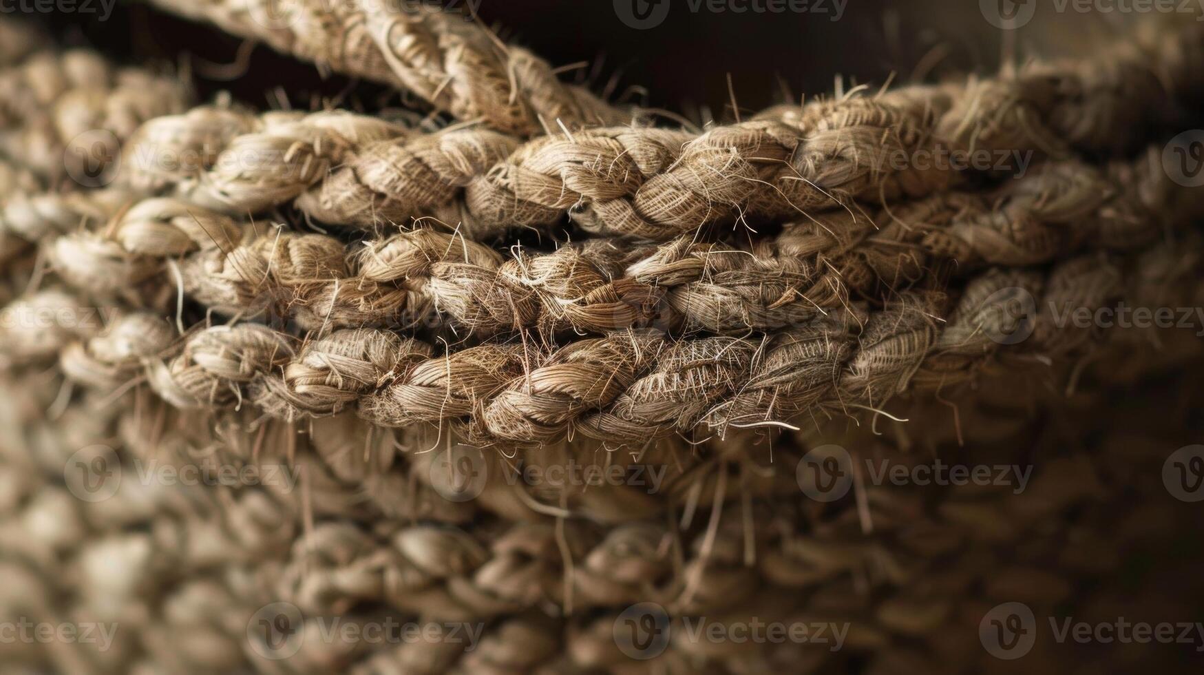 This closeup captures the natural imperfections and uneven knots in a handwoven jute basket adding a touch of rustic charm to the overall design photo