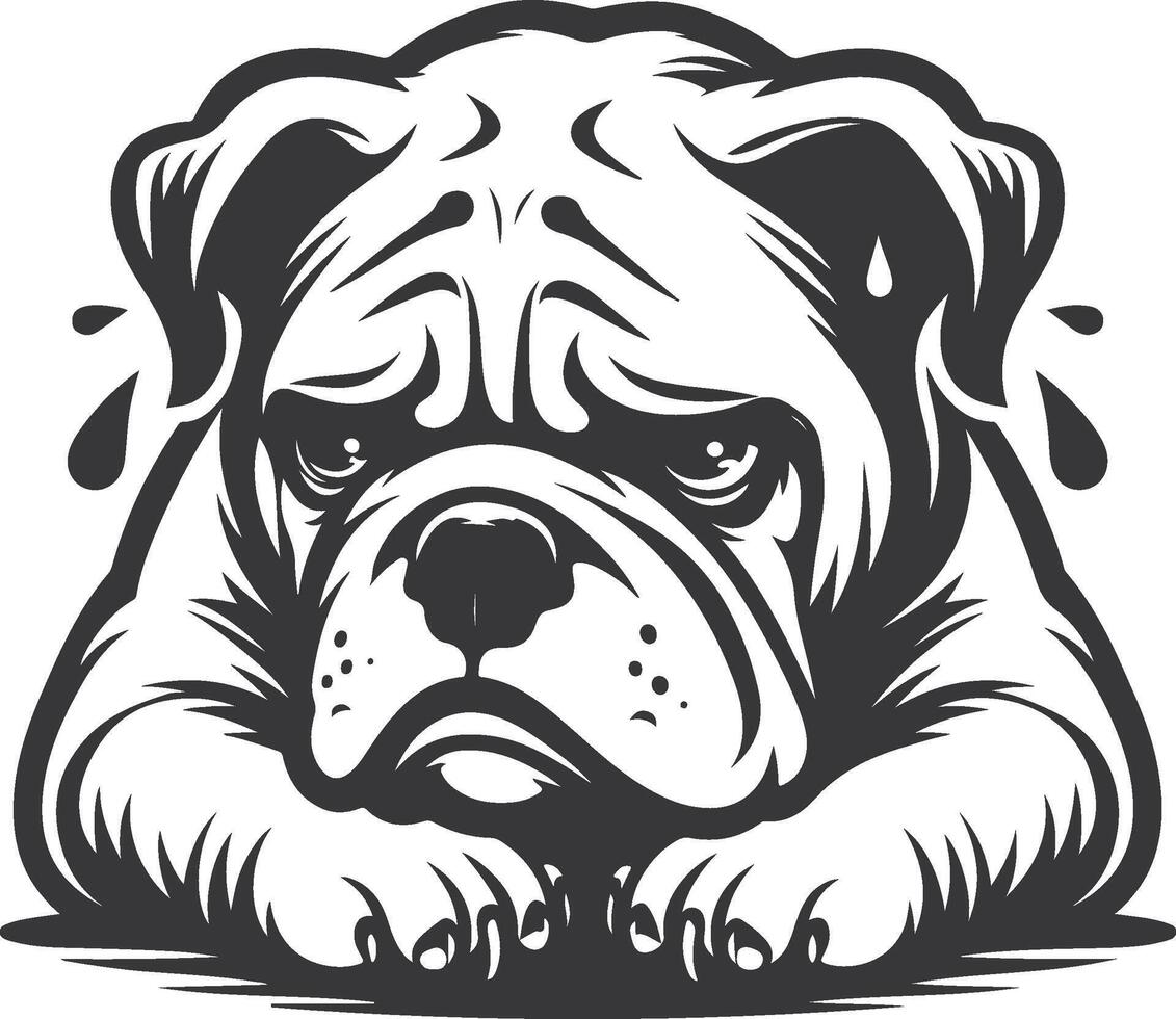Emotional bulldog silhouette design vector