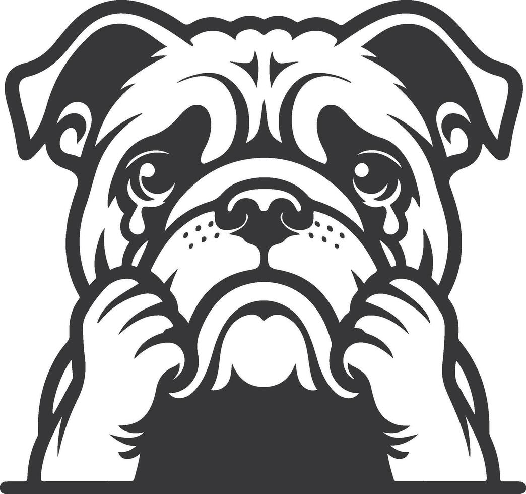 Emotional bulldog silhouette design vector