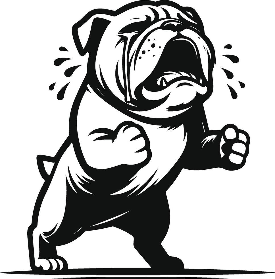 Standing on hind legs bulldog silhouette design. vector