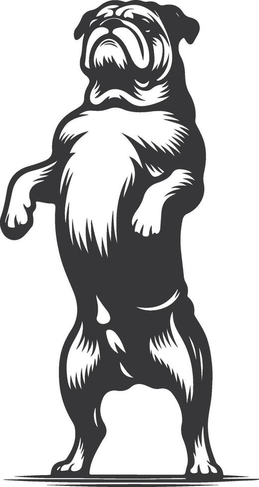 Standing on hind legs bulldog silhouette design. vector