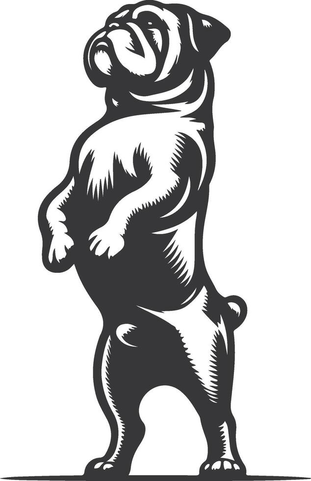 Standing on hind legs bulldog silhouette design. vector