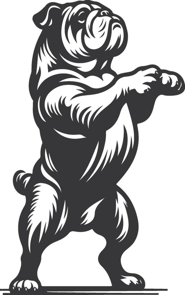 Standing on hind legs bulldog silhouette design. vector
